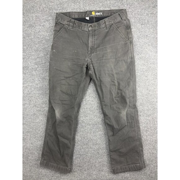 Carhartt Pants Mens 36x30 Gray Relaxed Fit Canvas Work Dungaree Utility 103342 - Picture 1 of 8